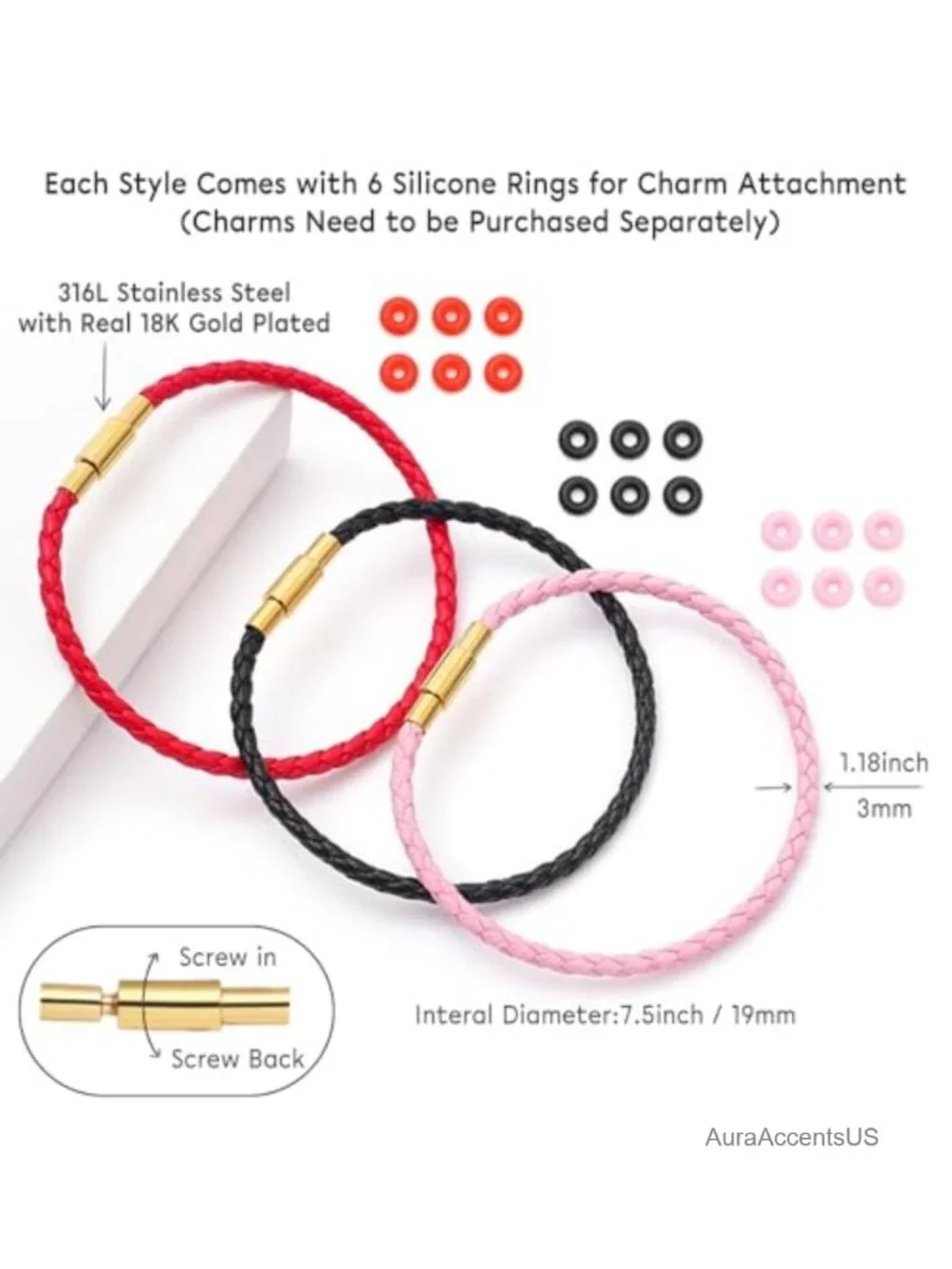 Adjustable Leather String Bracelet with Gold Plated Clasp, 18K Gold Plated
